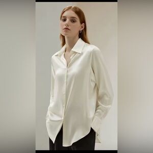 LilySilk SOS shirt in cream color